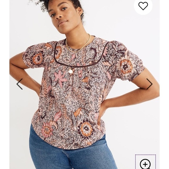 NWT Madewell Yoked Puff-Sleeve Top in Bali Blooms - Picture 2 of 8